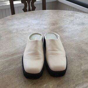 Sandals square toed slip ons leather